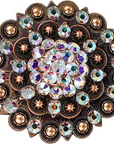 Copper AB Crystal Conchos Sizes from 1"-3" and Buckles