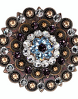 Copper Amethyst, Aqua, Clear Crystal Conchos Sizes from 1"-3" and Buckles