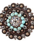 Copper Turquoise - Clear - Crystal Conchos Sizes from 1"- 3" and Buckles