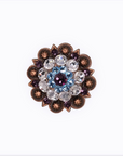 Copper Amethyst, Aqua, Clear Crystal Conchos Sizes from 1"-3" and Buckles