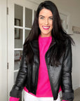 Jayla Hollowed Bubble Sleeve Knit Sweater