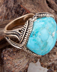 Corinth Blue Turquoise and Golden Statement Ring