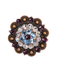 Copper Amethyst, Aqua, Clear Crystal Conchos Sizes from 1"-3" and Buckles