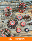 Copper Coral - Clear Crystal Conchos Sizes from 1"-3" and Buckles