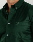Men’s Single Pocket Logo Modern Fit Stretch Dress Shirt - Green