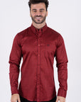 Men's Cotton Red Monogram Digital Print Dress Shirt