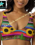 Yeehaw Sunflower Serape Cactus Bikini Top