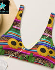 Yeehaw Sunflower Serape Cactus Bikini Top
