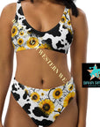 Yeehaw Cow Print Sunflower Bikini