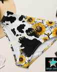 Yeehaw Cow Print Sunflower Bikini Bottom