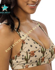 Yeehaw Longhorn Ranch Cactus Bikini Top