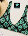 Yeehaw Turquoise Aztec Bikini Top