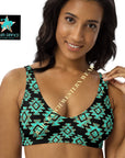 Yeehaw Turquoise Aztec Bikini Top
