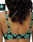 Yeehaw Turquoise Aztec Bikini Top