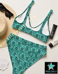 Yeehaw Turquoise Floral Leather Print Bikini
