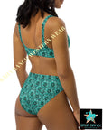 Yeehaw Turquoise Floral Leather Print Bikini