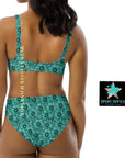 Yeehaw Turquoise Floral Leather Print Bikini