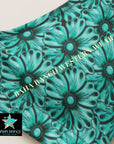 Yeehaw Turquoise Floral Leather Print Bikini Top