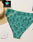 Yeehaw Turquoise Floral Leather Print Bikini Bottom