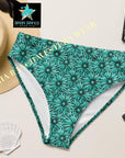 Yeehaw Turquoise Floral Leather Print Bikini Bottom