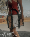 Panhandle Tooled Leather Cowhide Conceal Carry Tote, Computer Bag by Countryside Co.