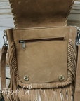 Bessie Cowhide Suede Fringe Purse by Countryside Co.
