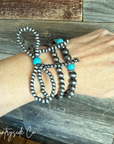 Western Bow Bracelet Set with Turquoise Accent Beads