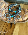 Western Bow Bracelet Set with Turquoise Accent Beads