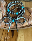 Western Bow Bracelet Set with Turquoise Accent Beads