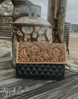 Wyoming Quilted Leather Purse With Tooled Leather