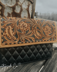 Wyoming Quilted Leather Purse With Tooled Leather