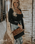 Wyoming Quilted Leather Purse With Tooled Leather