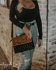 Wyoming Quilted Leather Purse With Tooled Leather