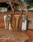 Jesse Cowhide and Tooled Leather Tote Purse by Countryside Co.