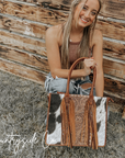 Jesse Cowhide and Tooled Leather Tote Purse by Countryside Co.