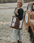 Lucille Cowhide and Tooled Leather Tote Bag