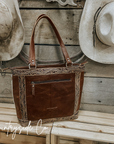 Lucille Cowhide and Tooled Leather Tote Bag
