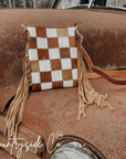 Stockdale Checkered Cowhide Fringe Purse by Countryside Co.
