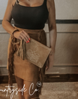 Becca Boot Stitch Suede Purse with Wristlet by Countryside Co.
