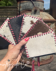 Tooled Leather Pouch Organizer, Turquoise or Pink