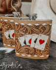 Gambler Tooled  Leather Flask by Countryside Co.