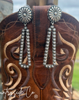 Navajo Dangle Statement Earrings Concho Accent