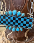 Checkered Turquoise & Black Statement Necklace