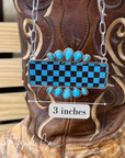 Checkered Turquoise & Black Statement Necklace