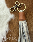 Cowhide Fringe Keychain Bag Charm