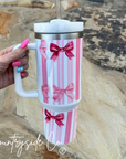 Pink Bow 40oz Insulated Tumbler Cup