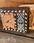 Beaded Cross Leather Men's Wallet