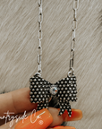 Trendy Bow Necklace with Jewel Accent