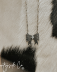 Trendy Bow Necklace with Jewel Accent