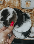 Handmade Cowhide Coaster Set by Countryside Co.